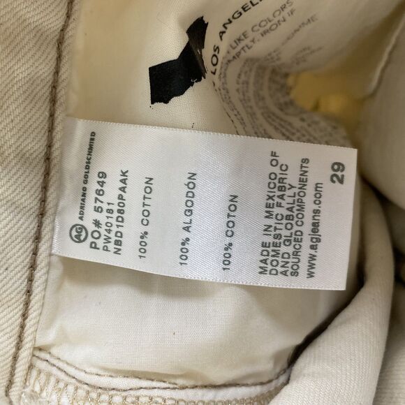 AG Kora Jeans Womens 29 High Rise Wide Leg Cream Denim Pants Cotton Casual - Picture 12 of 12